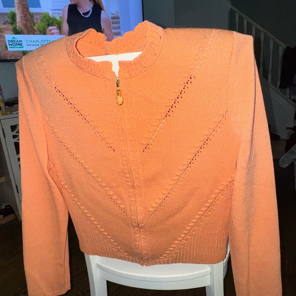 ST. John collection Peach Zip Cardigan sz 10
